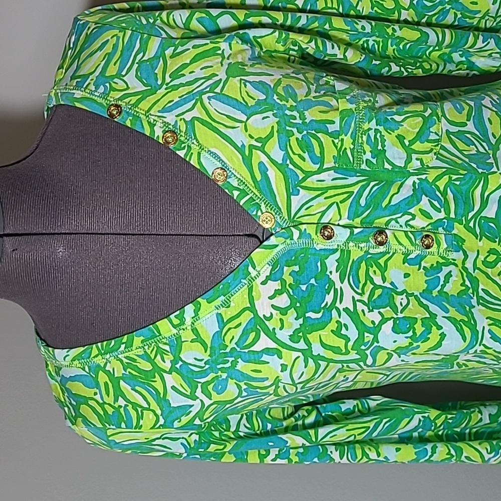 LG Lilly Pulitzer Dress Pima Cotton Parrot Palmetto Green - Picture 3 of 12